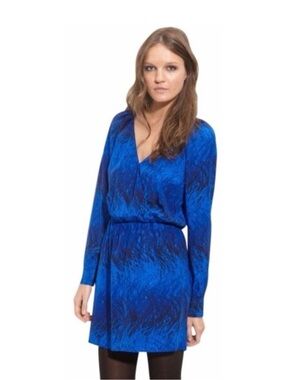 rory beca blue patterned silk dress